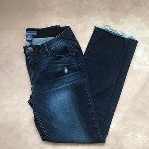 NWOT Democracy “Ab”Solution Dark Wash Denim Blue Jeans Raw Hem Distressed 10